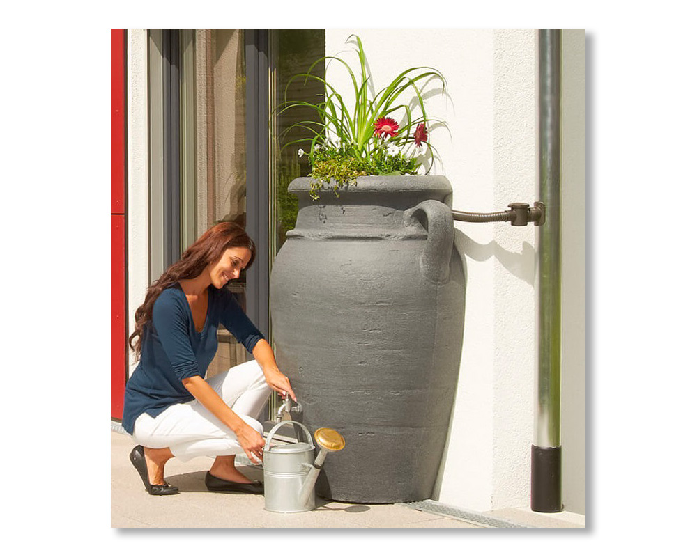 Antique Amphora 260l water tanks - a stylish way to store water for your garden